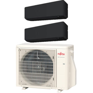 Multi split geconnecteerd op 2 kamers met telkens Fujitsu KM-series Black. Met 1 airconditioning buitentoestel koel je neerdere kamers tegelijkertijd.