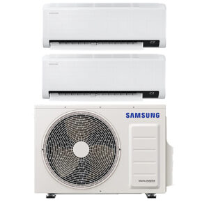 Multi-split geconnecteerd op 2 kamers met Samsung Windfree Comfort. Met 1 airconditioning buitentoestel verschillende ruimtes koelen en verwarmen.